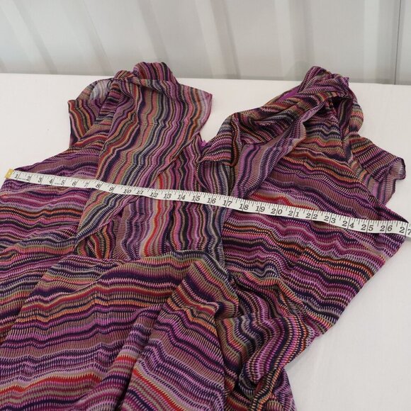 Maison Tara Womens Pink Purple Striped Crossover Top V Neck Dress size 24W EUC - Picture 7 of 9